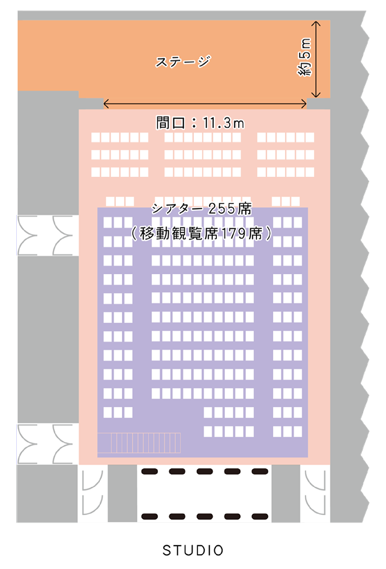 シアター形式・移動観覧席 図面
