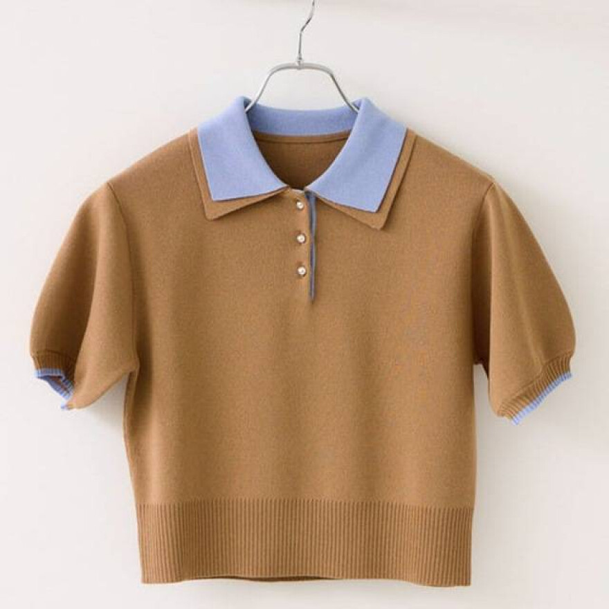 ダブルカラーのポロ襟半袖ニットが入荷！