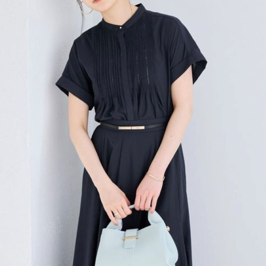 VIS人気!気流染めピンタックブラウス