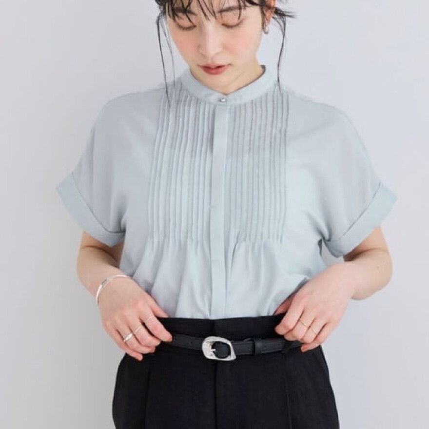 VIS人気!気流染めピンタックブラウス