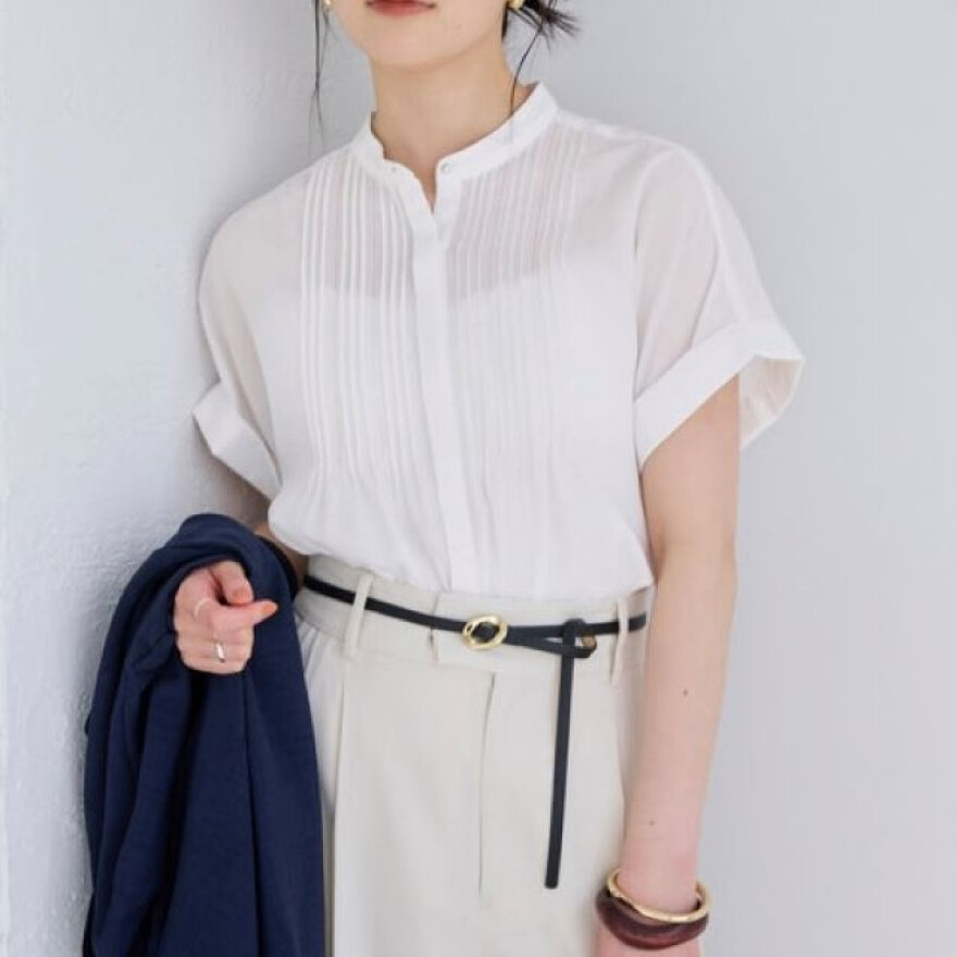 VIS人気！気流染めピンタックブラウス
