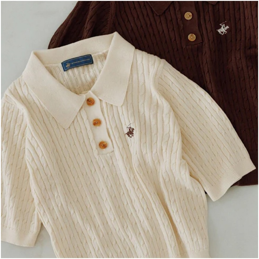 BEVERLY HILLS POLO CLUB別注ポロカラーケーブルニット