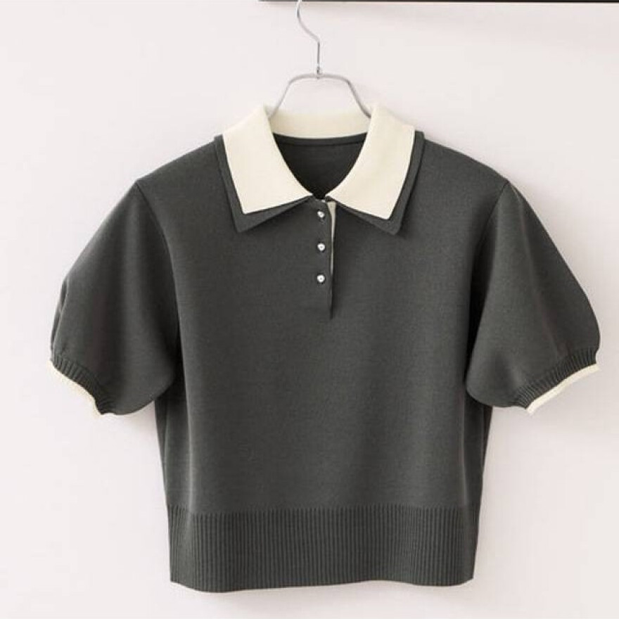 ダブルカラーのポロ襟半袖ニットが入荷！ 																		