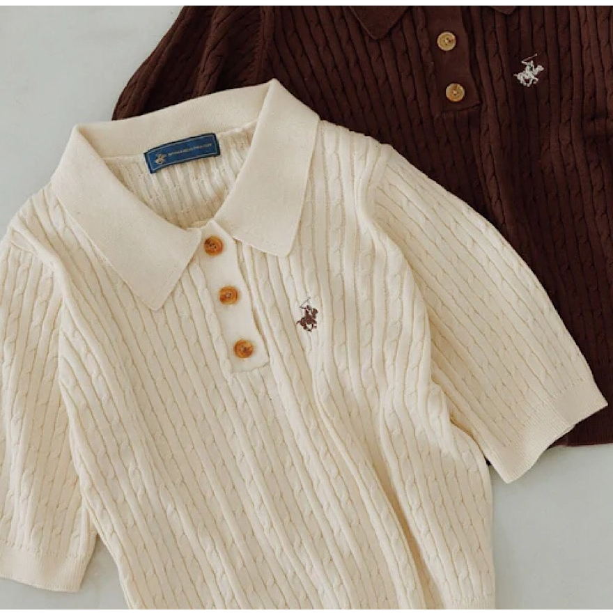 BEVERLY HILLS POLO CLUB別注ポロカラーケーブルニット