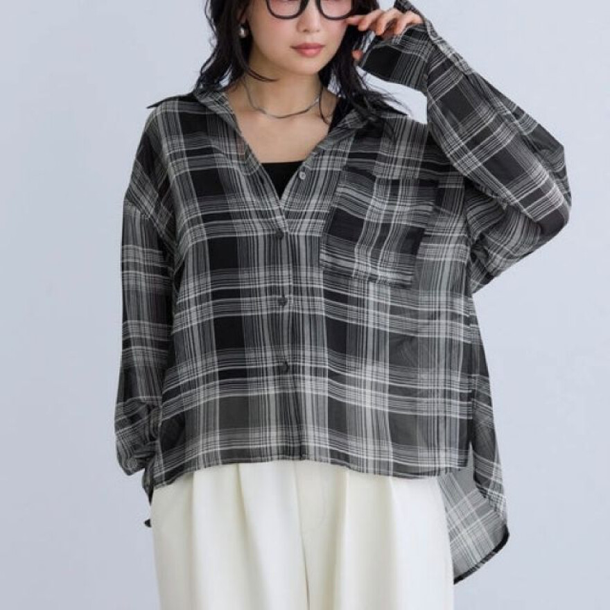 チェック＆シアー　オーバーシャツ！！
