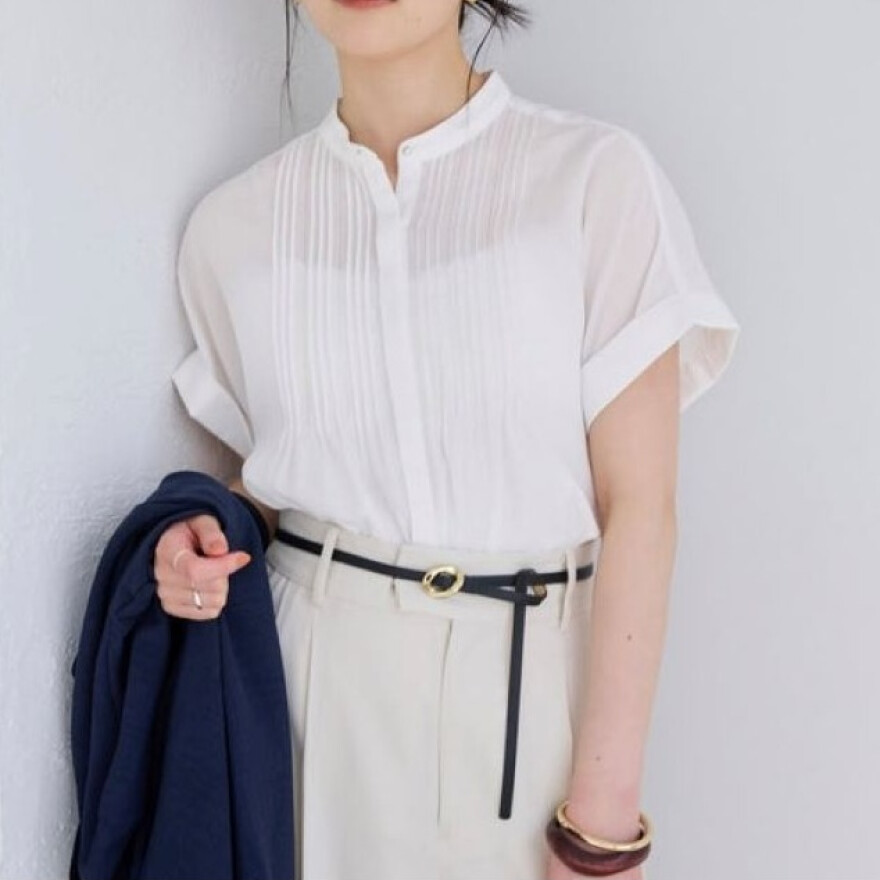 VIS人気！気流染めピンタックブラウス