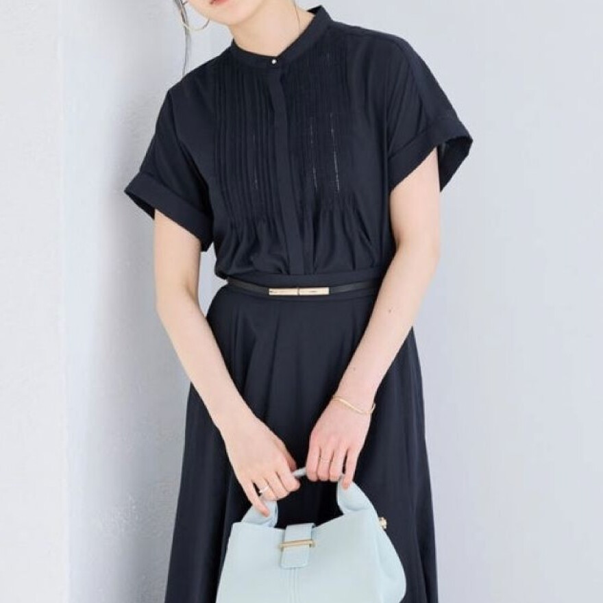 VIS人気！気流染めピンタックブラウス