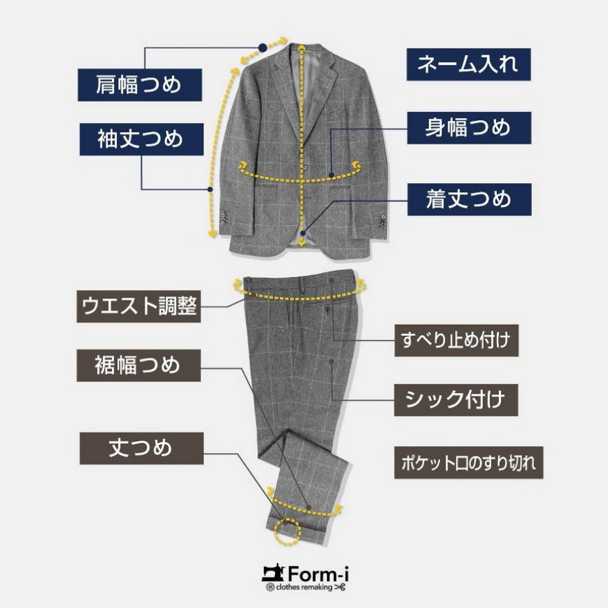 スーツのお直し《紳士服・婦人服・子供服》