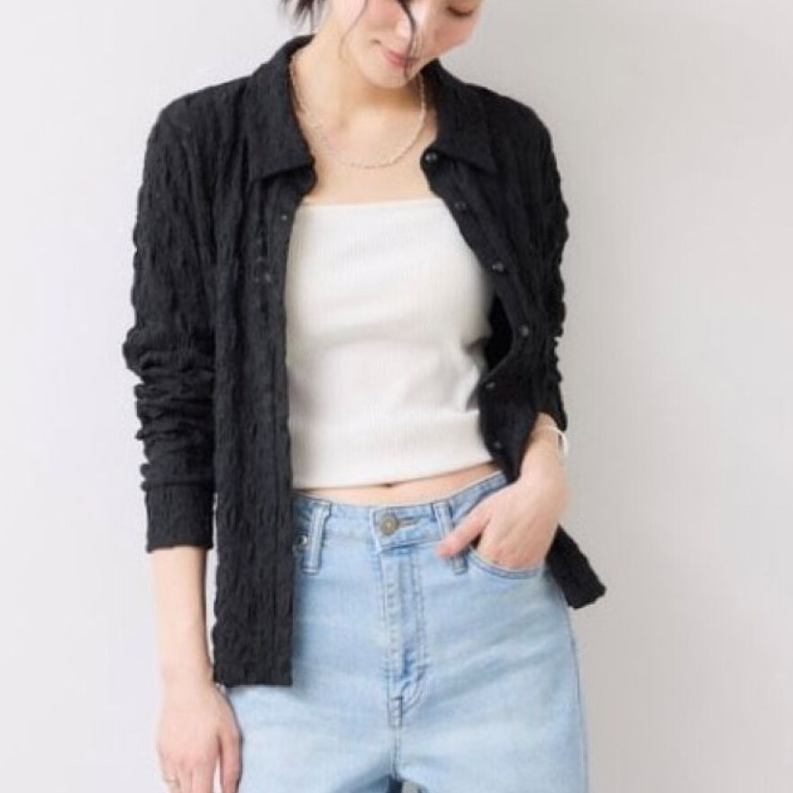 ストレッチレース衿付きカーディガン！！