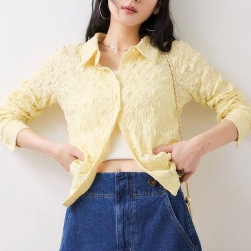 ストレッチレース衿付きカーディガン！！