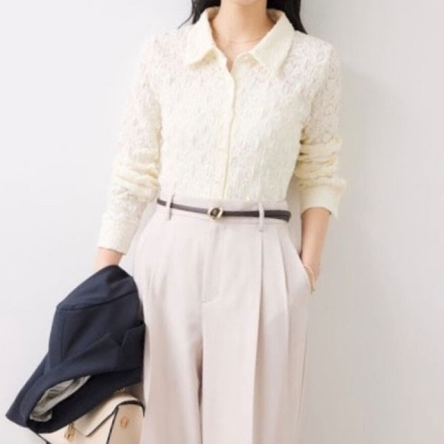 ストレッチレース衿付きカーディガン！！