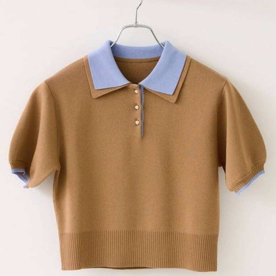 ダブルカラーのポロ襟半袖ニットが入荷！