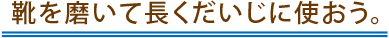 靴を磨いて長くだいじに使おう。